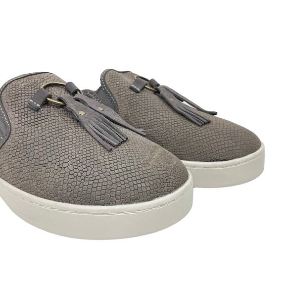 Spenco | 7.5D Bindie Orthotic Gray Snake Skin Embossed Suede Slip-on Slide Clogs - Picture 7 of 13